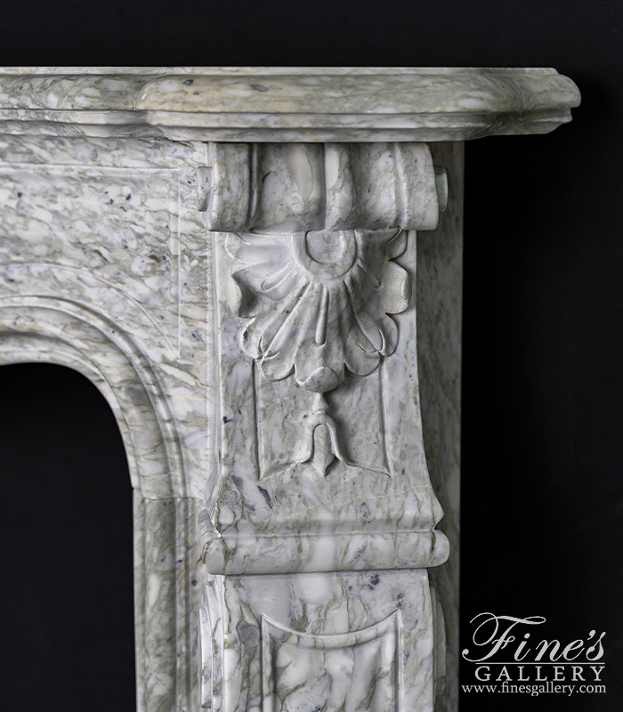 Marble Fireplaces  - Louis XVII French Style Marble Fireplace Mantel In Arabascato Marble - MFP-2522